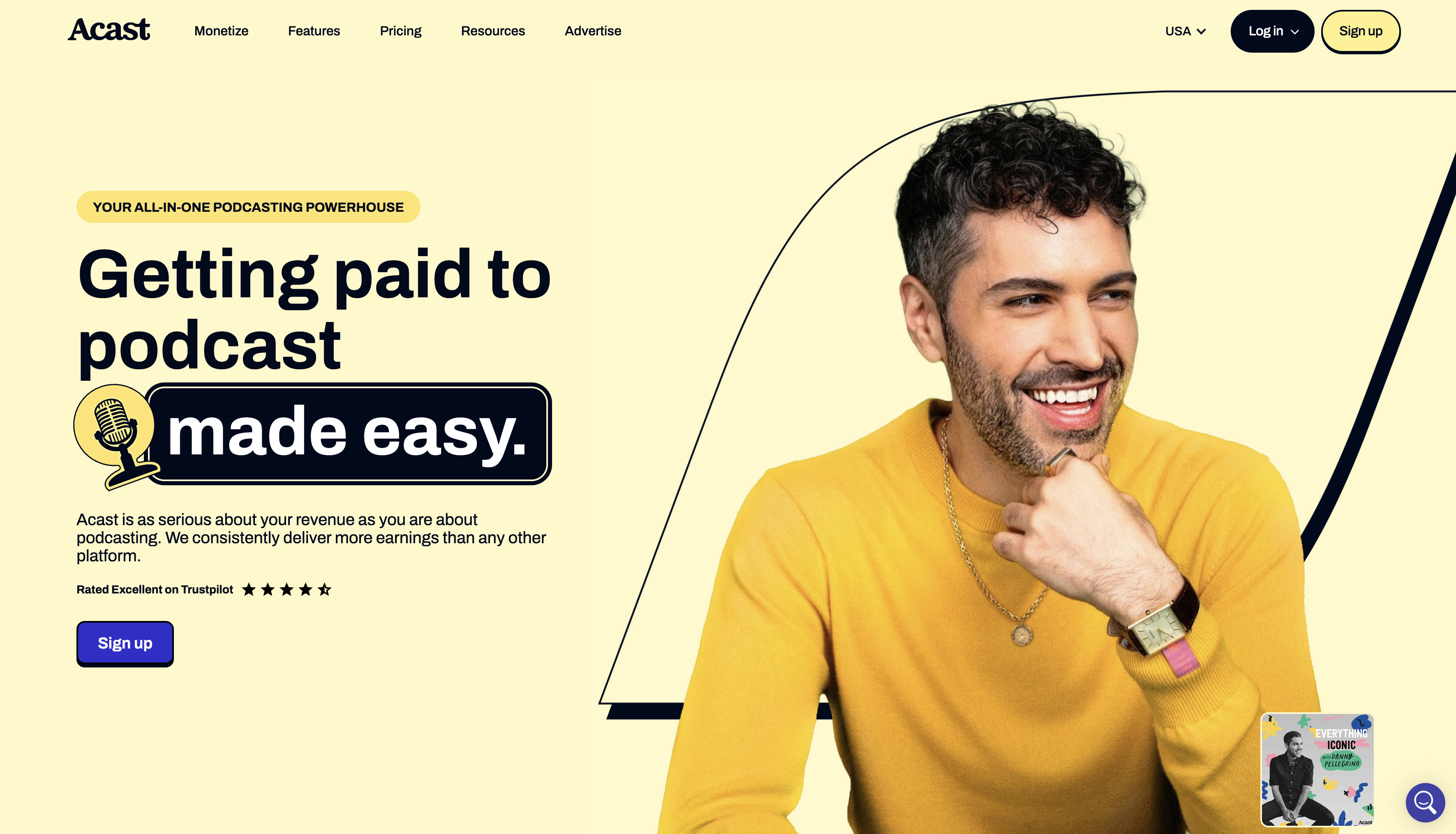 Acast podcast hosting homepage