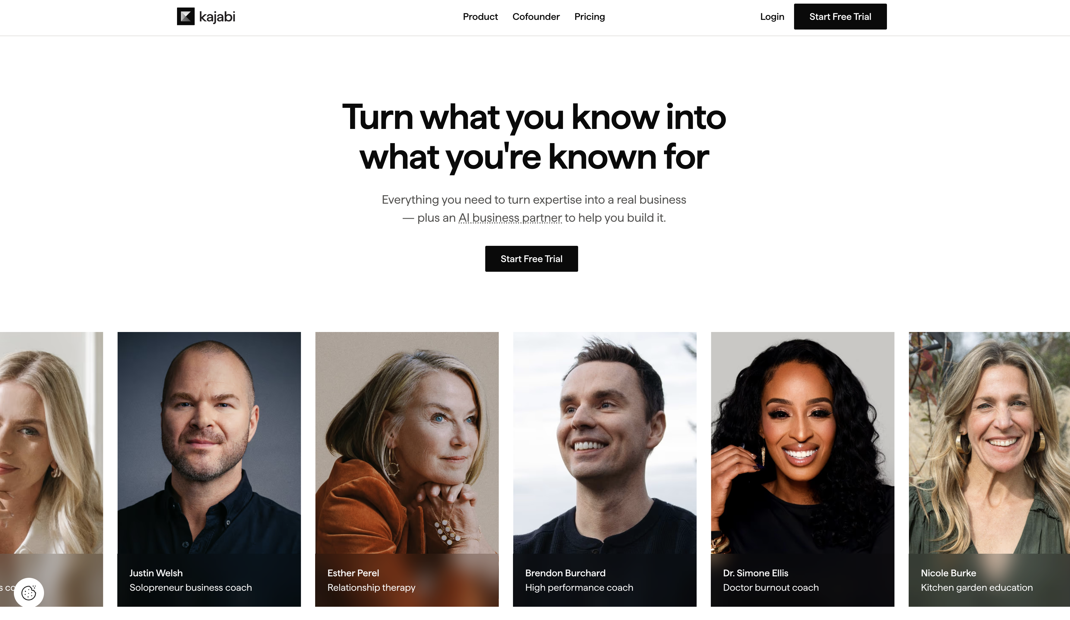 Kajabi course platform homepage