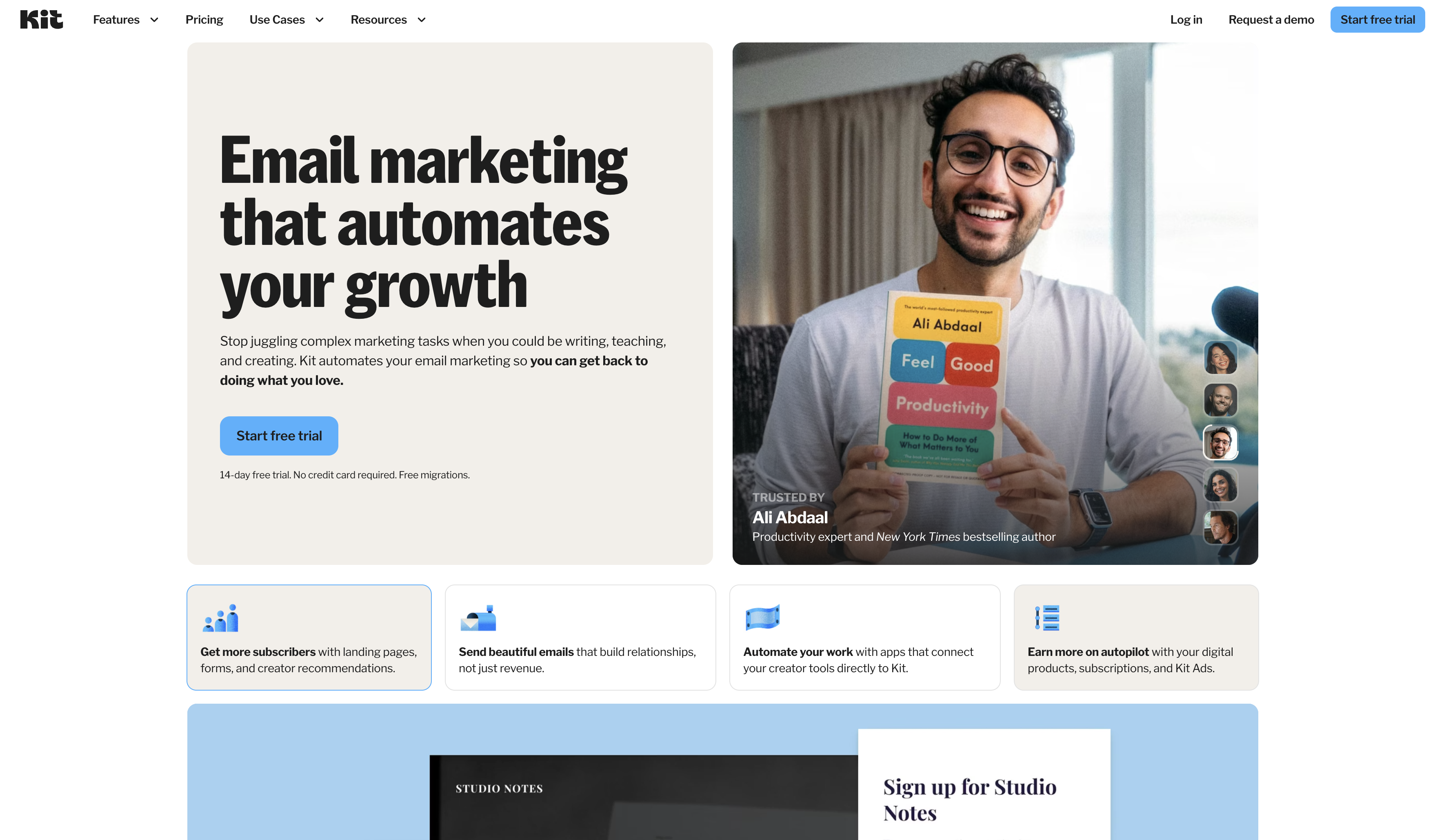 Kit (ConvertKit) email marketing platform homepage