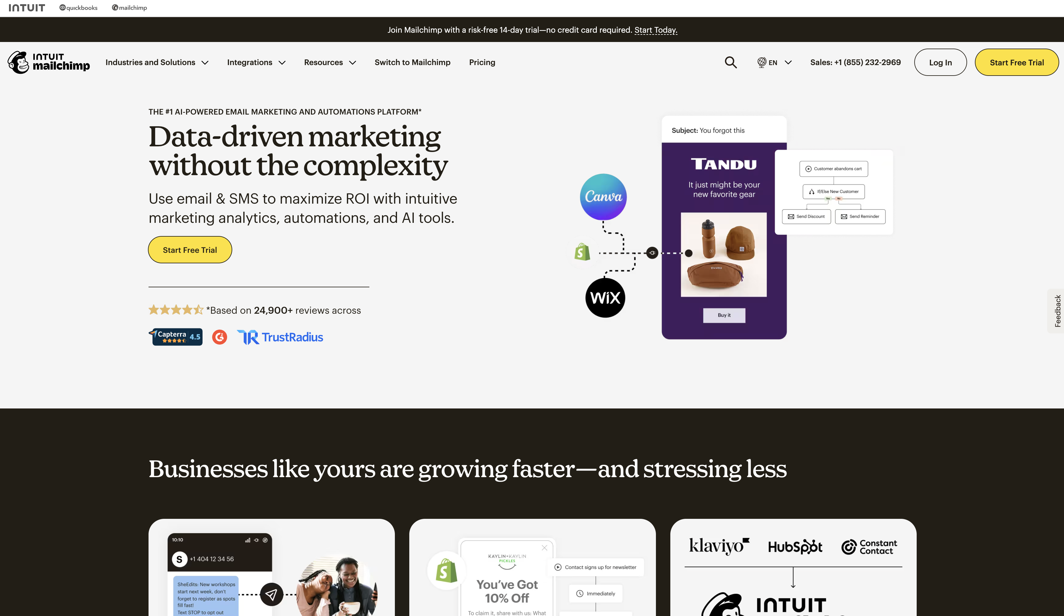 Mailchimp email marketing platform homepage