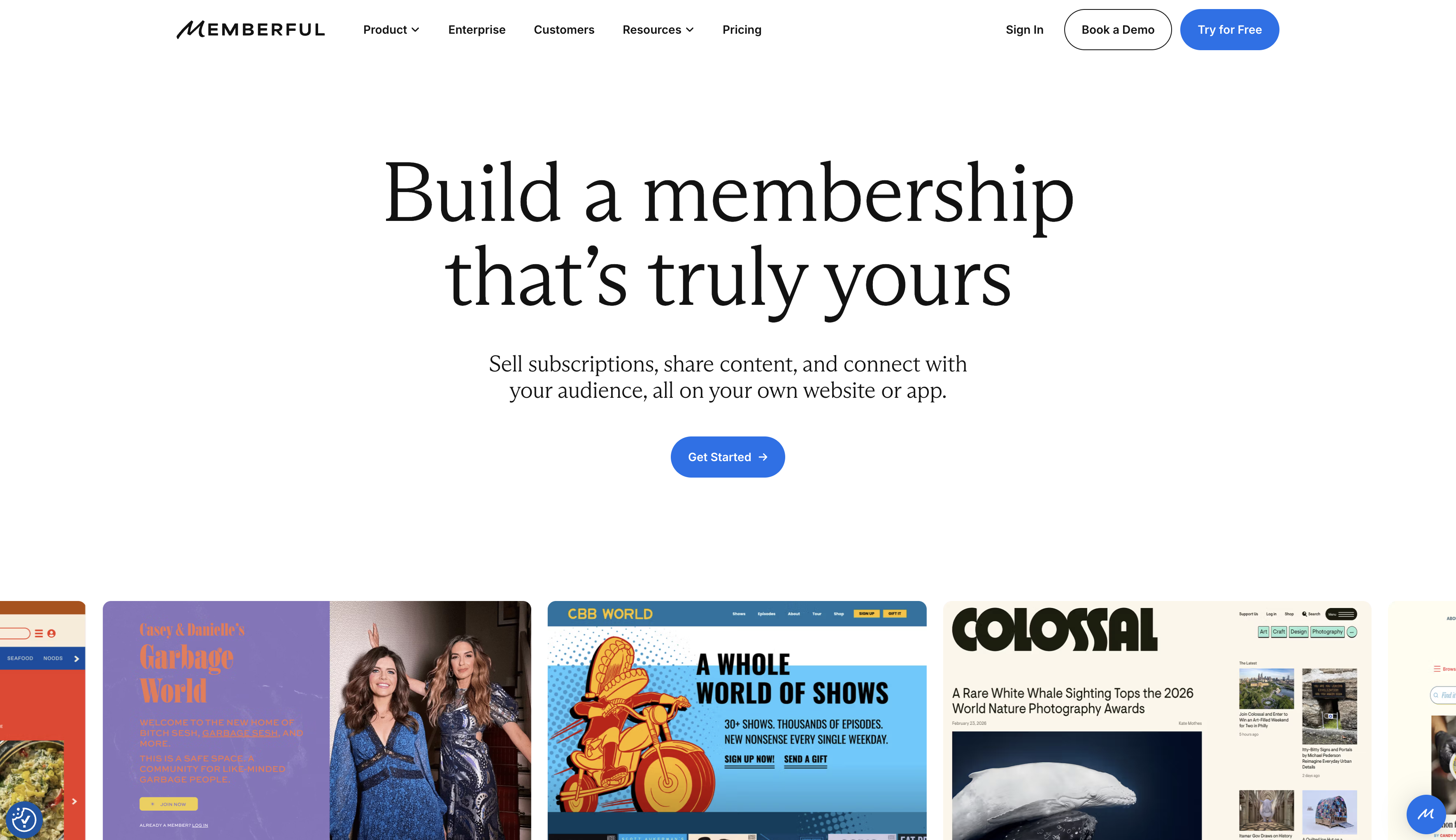 Memberful membership platform homepage