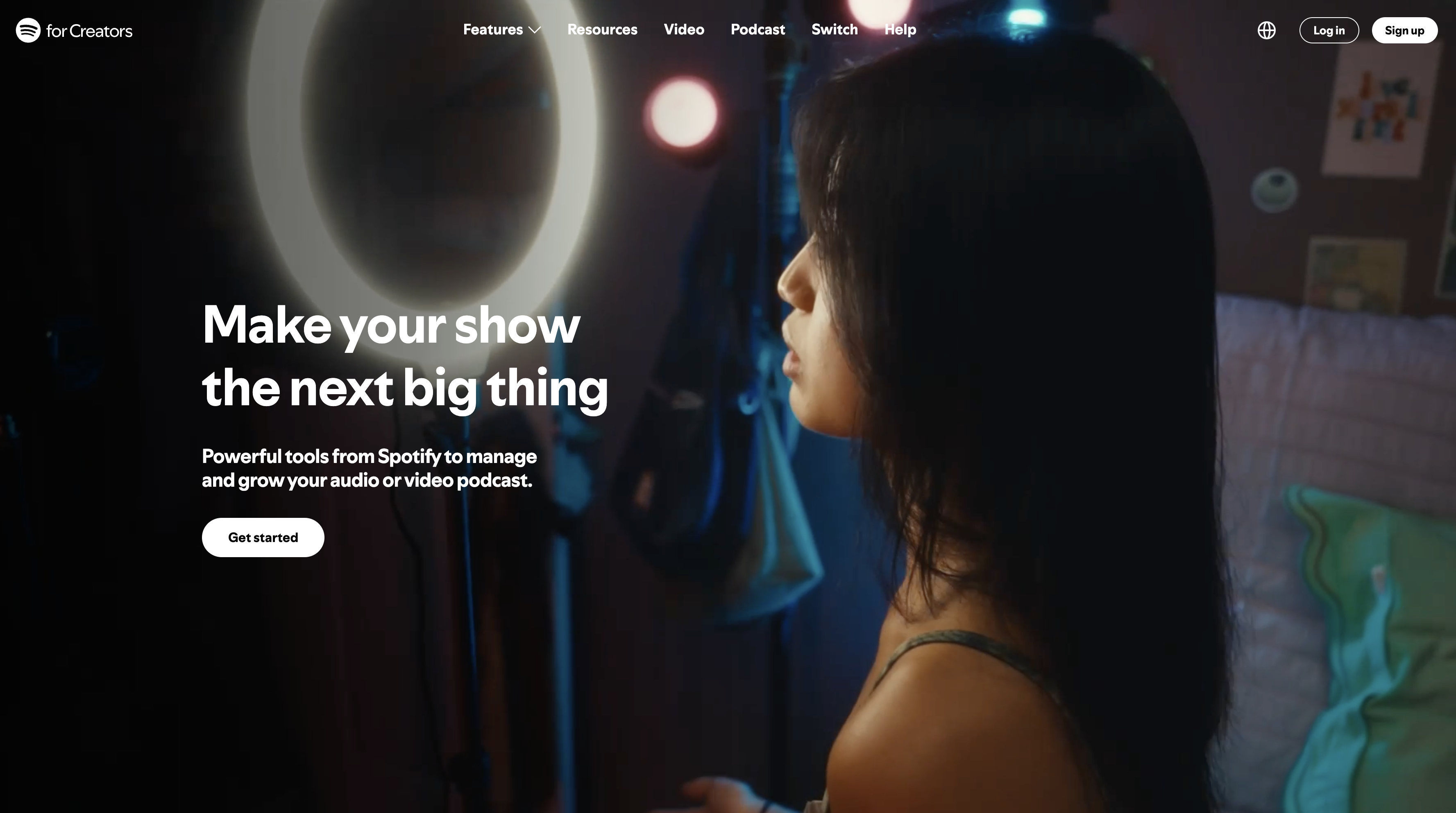 Spotify for Podcasters homepage