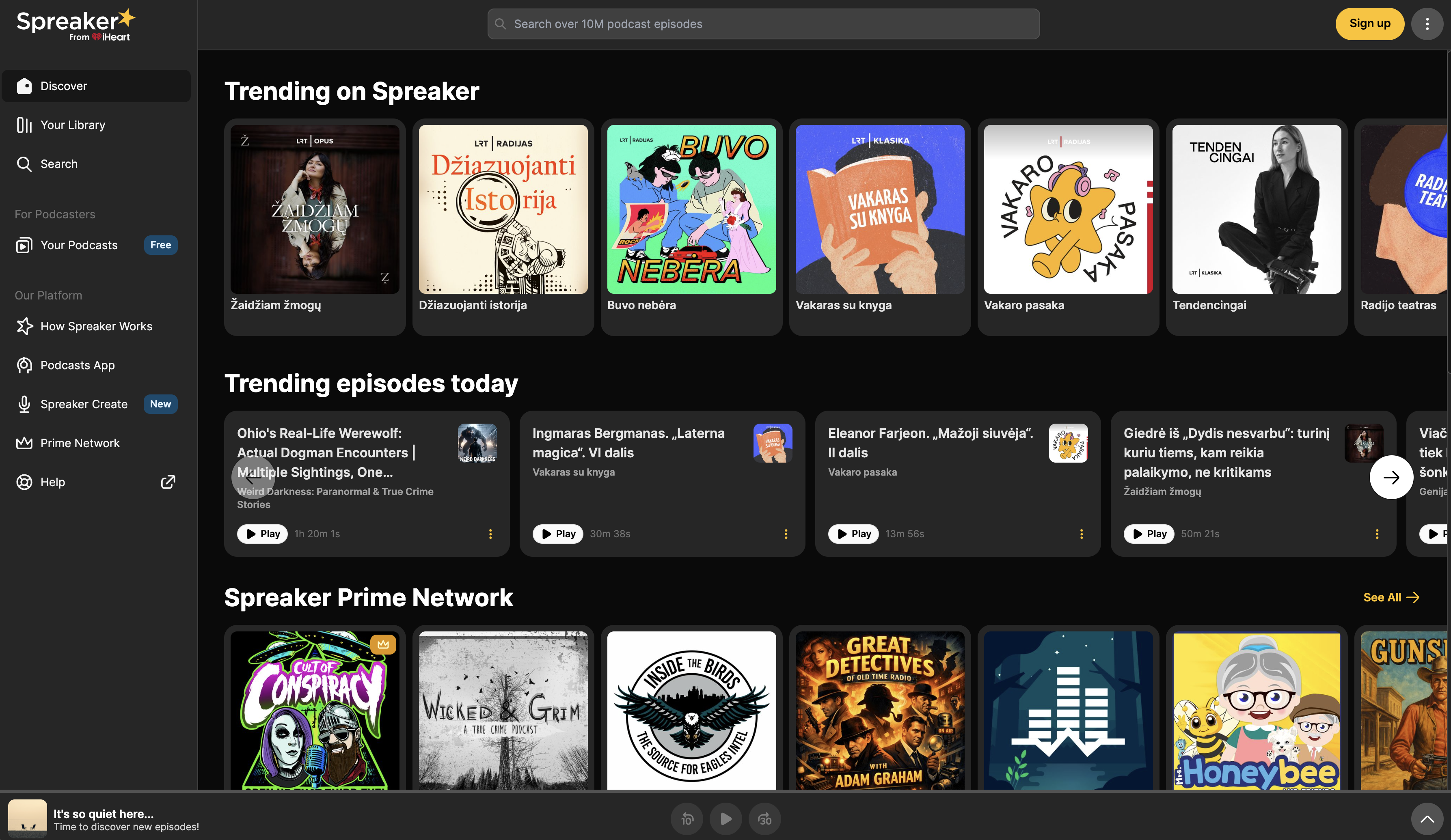 Spreaker podcast hosting homepage