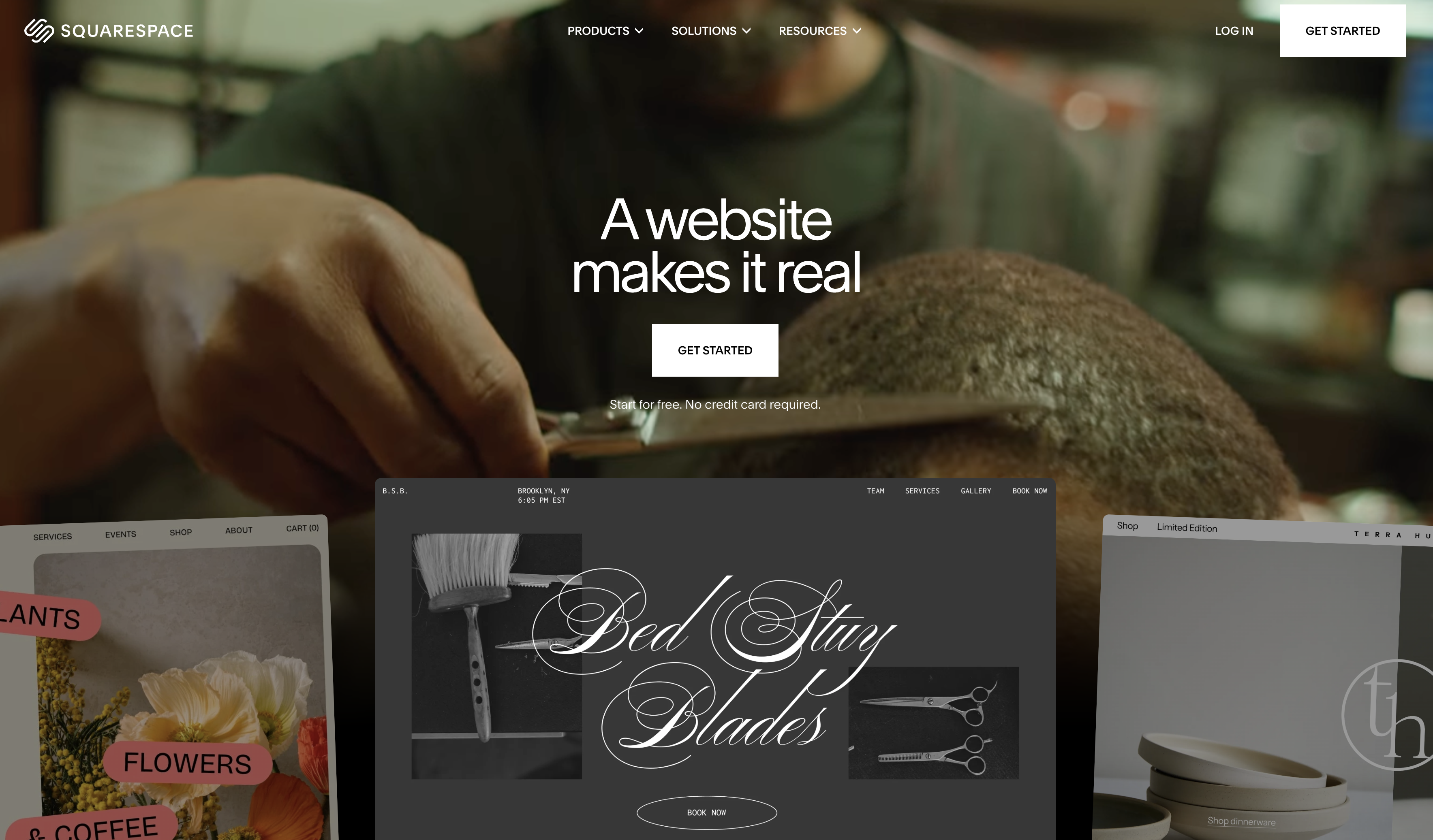 Squarespace website builder homepage