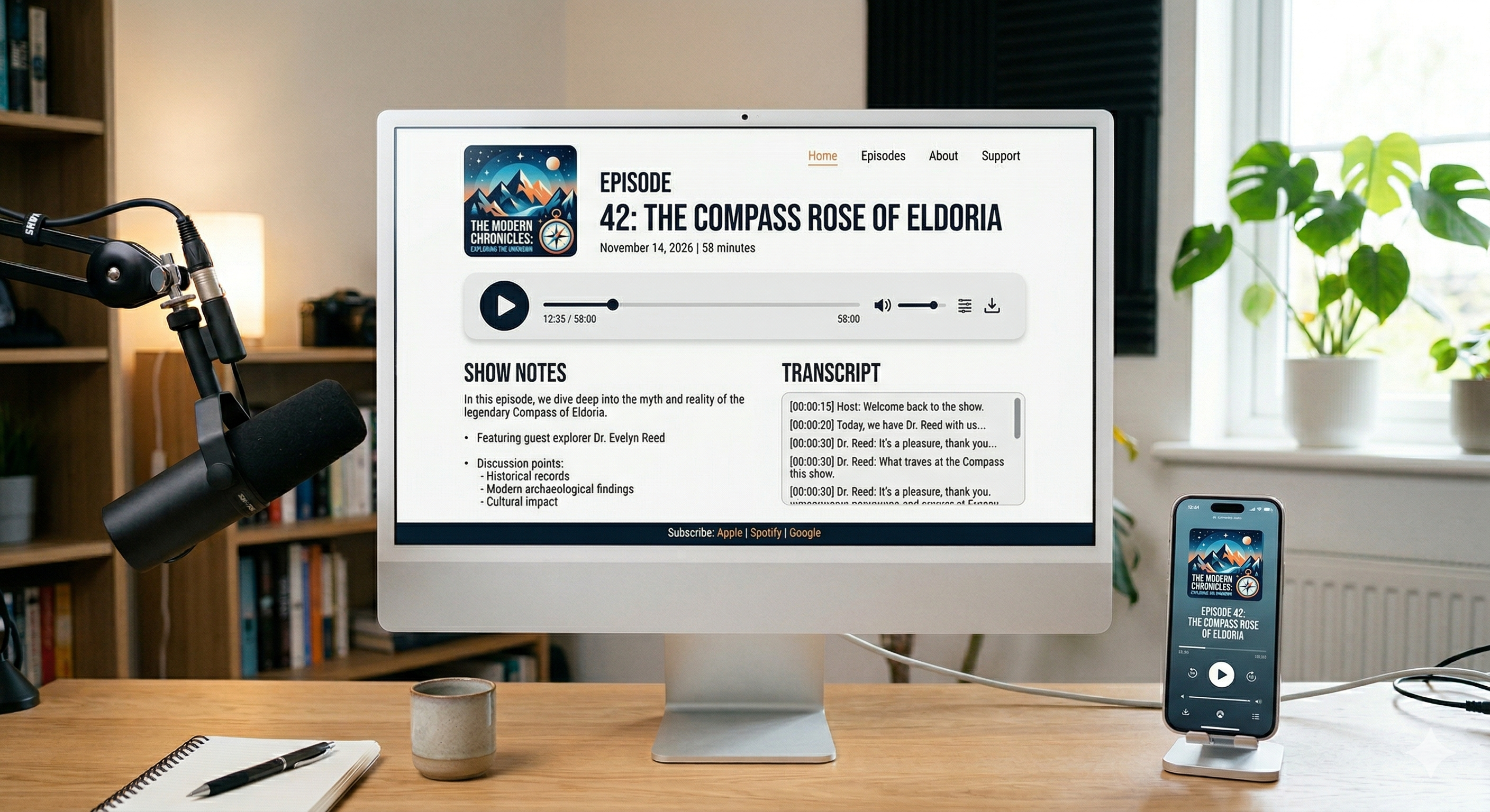 Example of a well-designed podcast episode page layout